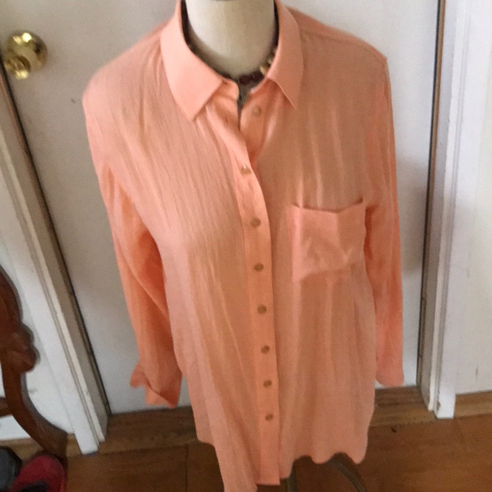 Used - Orange Free People Split Side Blouse